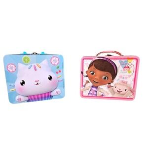 Lot Of 2‎ Tin Metal Lunch Boxes Gabbys Dollhouse Doc McStuffins